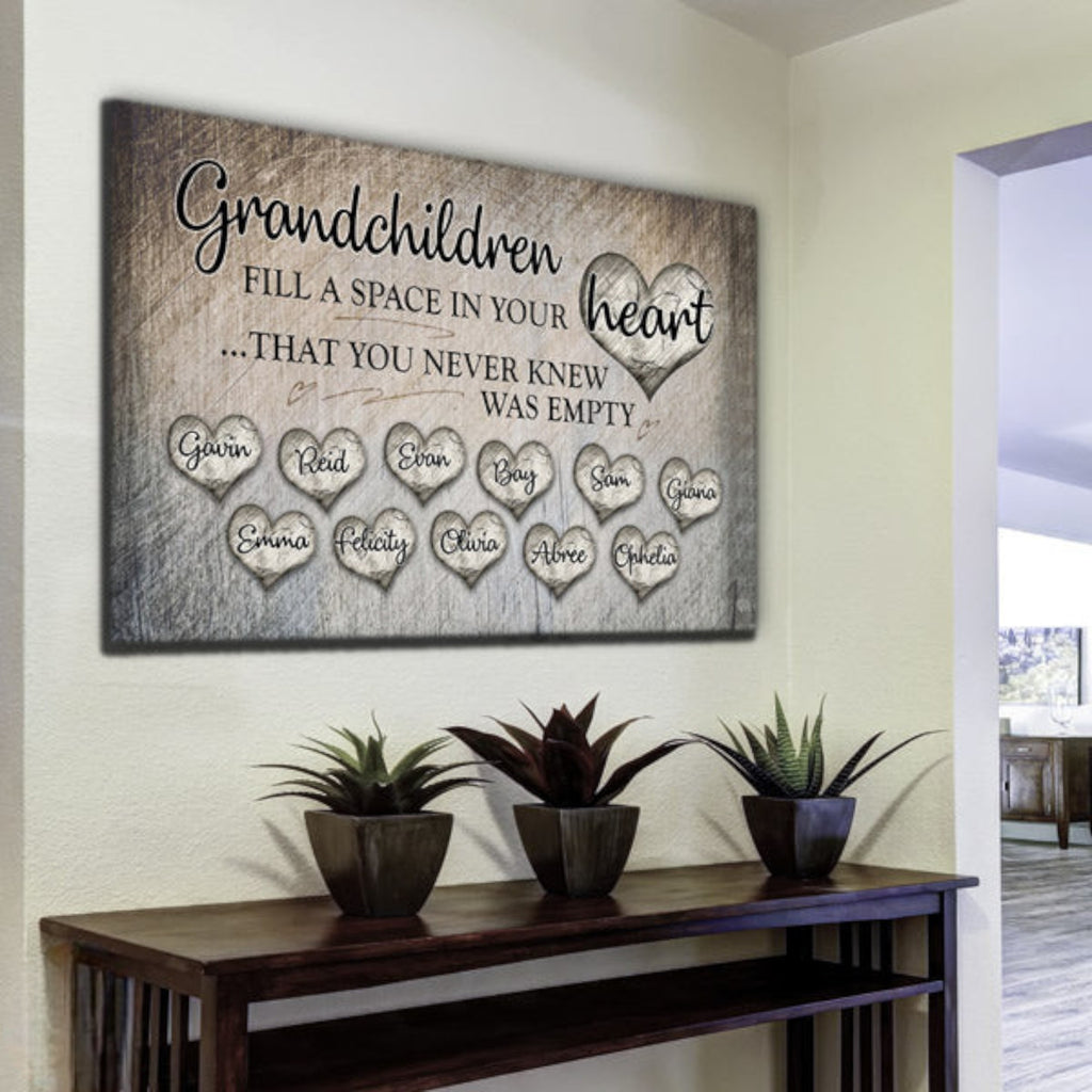 Personalized Grandchildren Fill A Space In Your Heart Premium Canvas