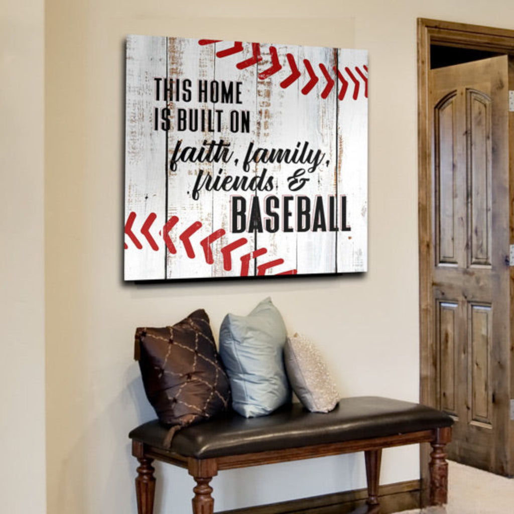 Home Built On Faith Family, Friends & Baseball Premium Canvas
