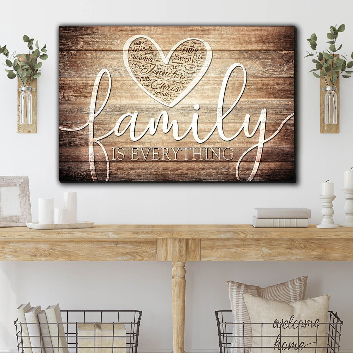 Personalized Family Is Everything - Names in Heart Premium Canvas