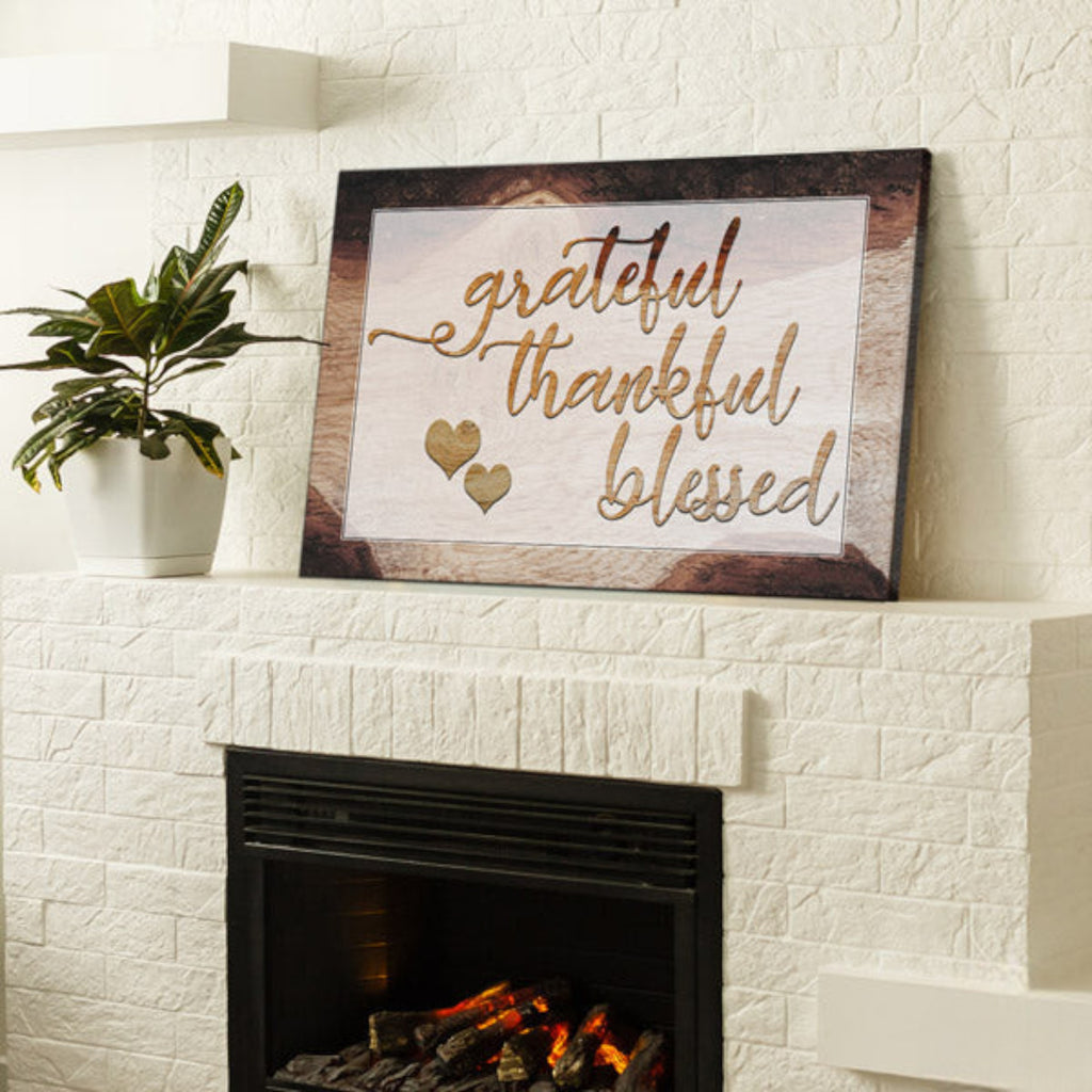 Grateful, Thankful, Blessed Premium Canvas