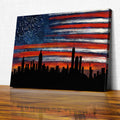 Stars And Stripes New York Evening Skyline Premium Canvas