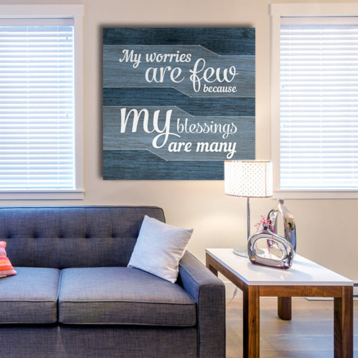 My Worries Are Few, Blessings Are Many Premium Square Canvas