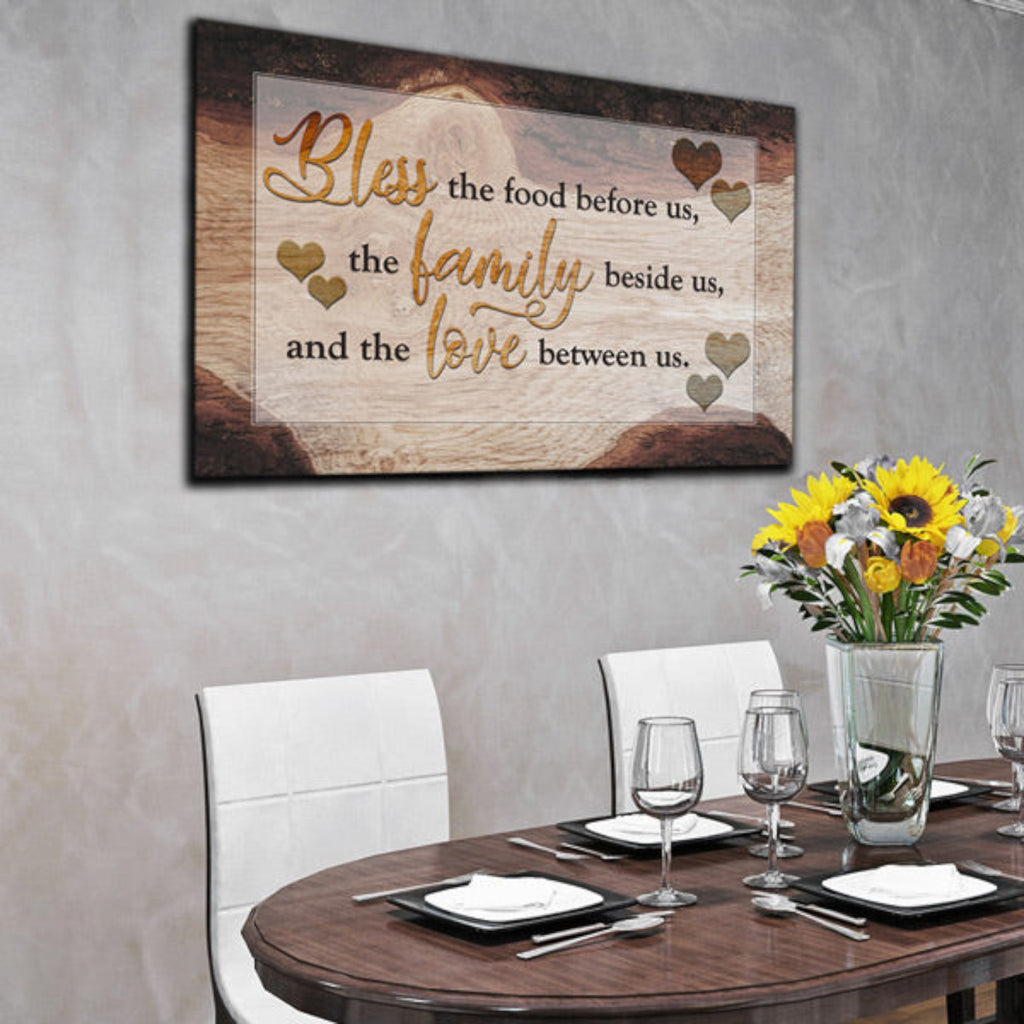 Food, Family, Love Premium Rustic Canvas