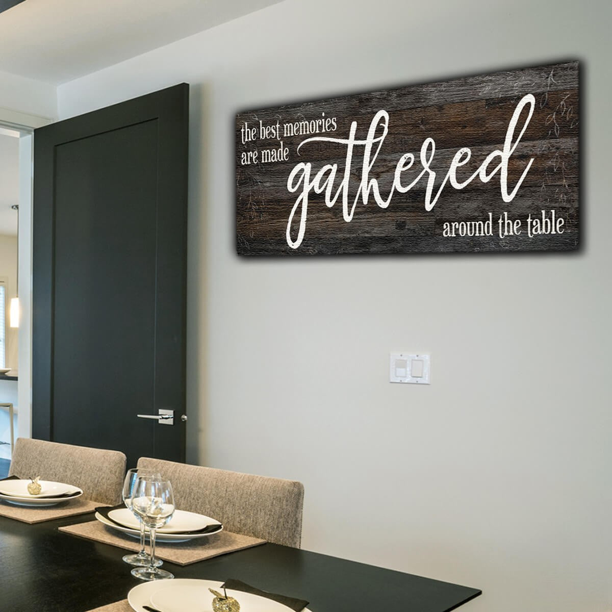 The Best Memories Are Made Gathered Around The Table Panoramic Canvas Wall Art – Kitchen Wall Decor