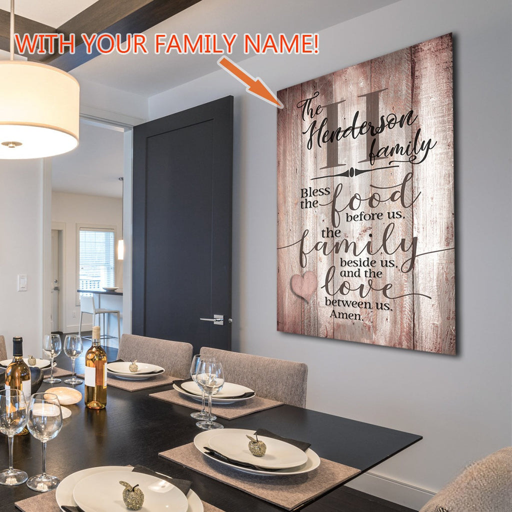 Personalized Food, Family, Love Wood Tone Premium Canvas