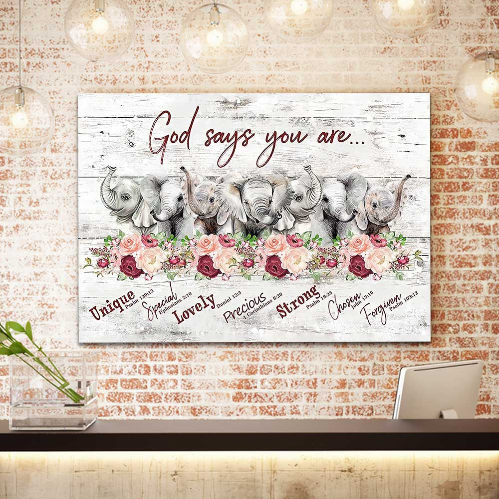 Elephant God Says You Are Canvas Wall Art – Christian Wall Decor