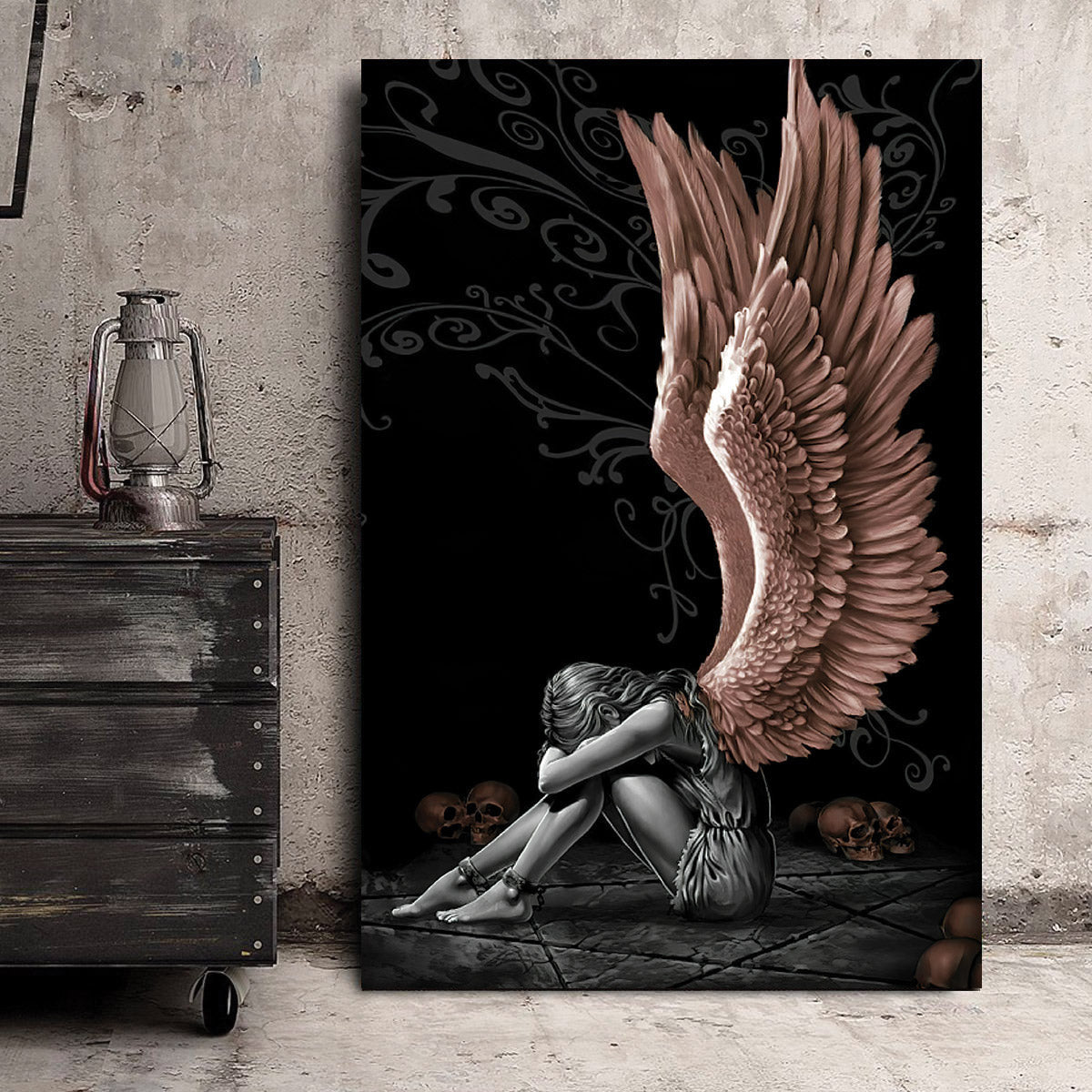 Pink Angel Wings Canvas Wall Art – Girls Room Decor