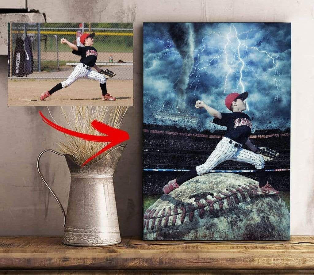 Baseball Field in Storm Custom Photo Canvas Wall Art Prints