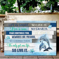 Beautiful Beach Dolphin Life is Short So Live It Canvas Wall Art Prints