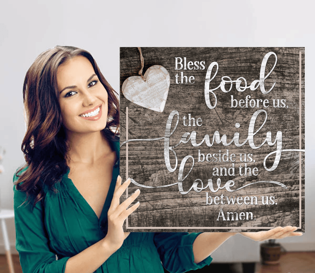 Bless The Food, The Family And The Love Canvas Wall Art – Kitchen Wall Decor