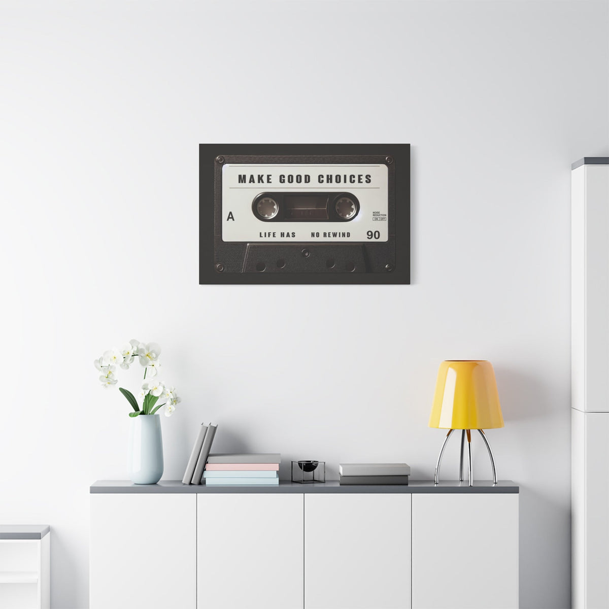Make Good Choices Canvas Wall Art Decor, Inspirational Cassette Canvas, Motivational Canvas for Home Office Wall Decor