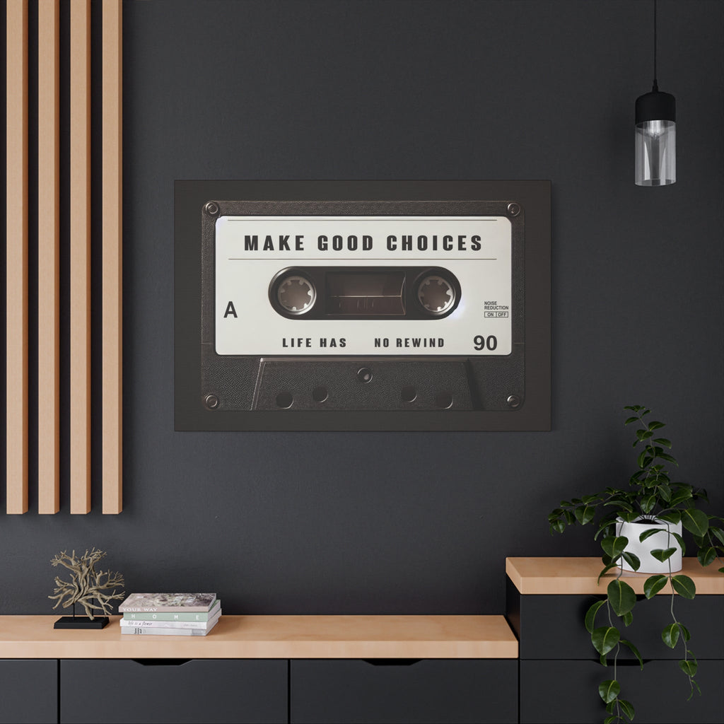 Make Good Choices Canvas Wall Art Decor, Inspirational Cassette Canvas, Motivational Canvas for Home Office Wall Decor