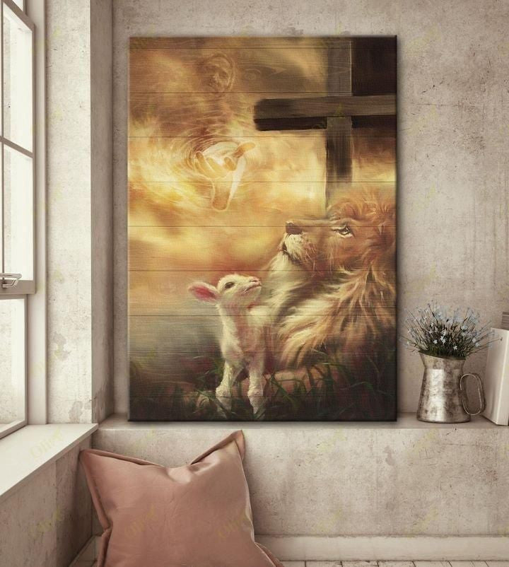 Lion And Baby Lamb Canvas Wall Art Prints