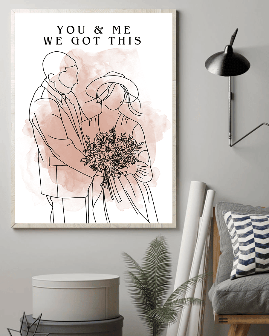 Personalized Couple Line Art Drawing We Got This Canvas Wall Art – Couple Gift