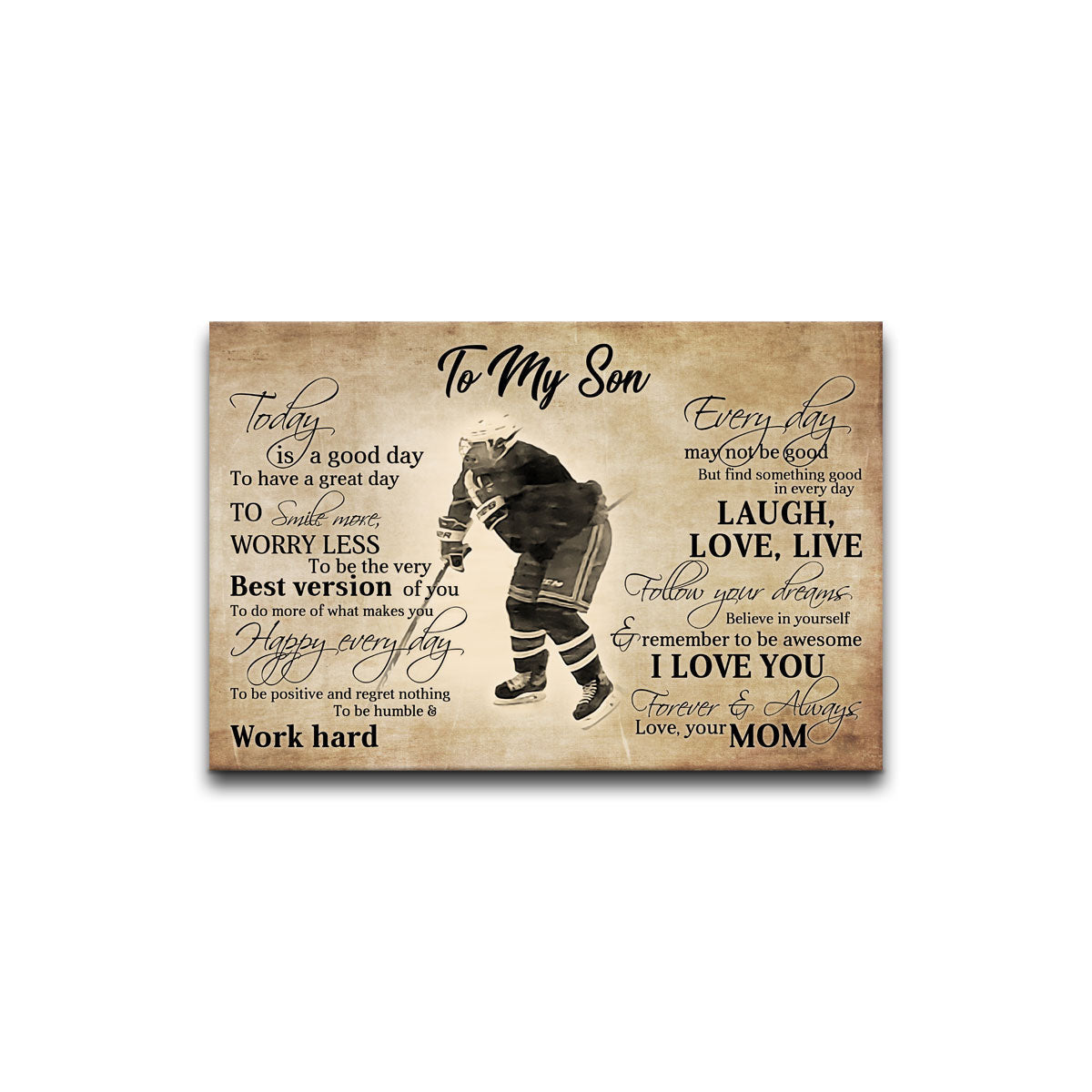Custom Hockey Canvas Prints To My Son With Photo Canvas Wall Art Prints