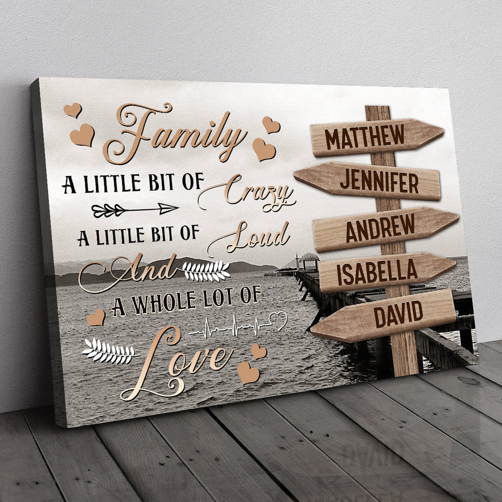 Custom Name Family A Little Bit Of Crazy Canvas Wall Art - Custom Sign Names