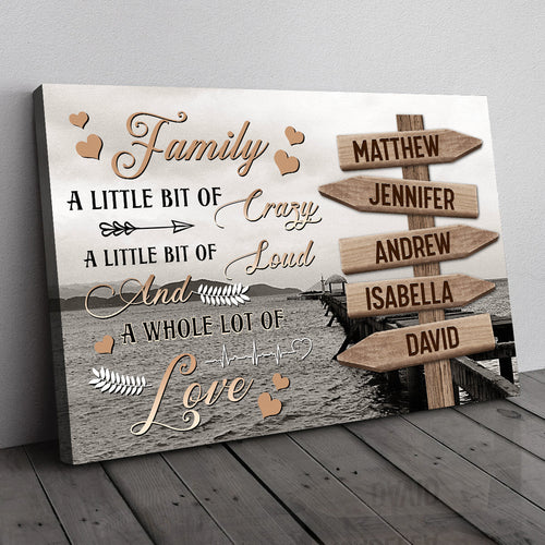 Custom Name Family A Little Bit Of Crazy Canvas Wall Art - Custom Sign Names