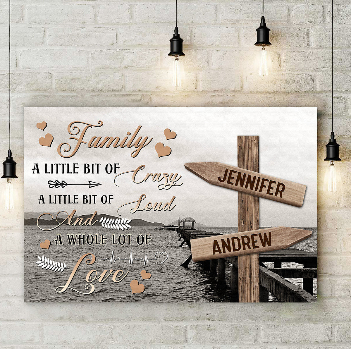 Custom Name Family A Little Bit Of Crazy Canvas Wall Art - Custom Sign Names