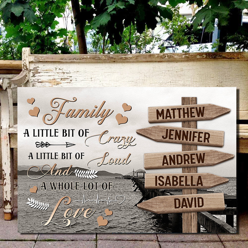 Custom Name Family A Little Bit Of Crazy Canvas Wall Art - Custom Sign Names