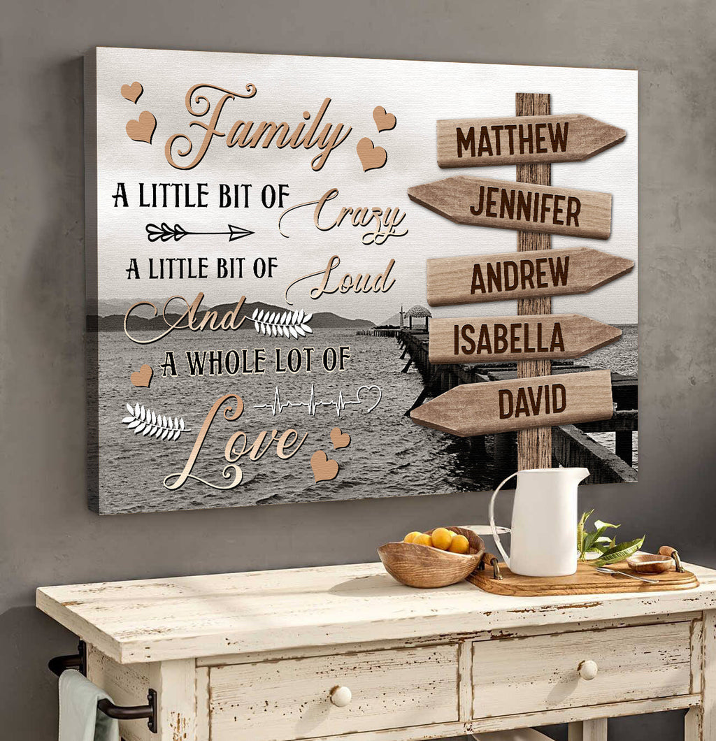 Custom Name Family A Little Bit Of Crazy Canvas Wall Art - Custom Sign Names