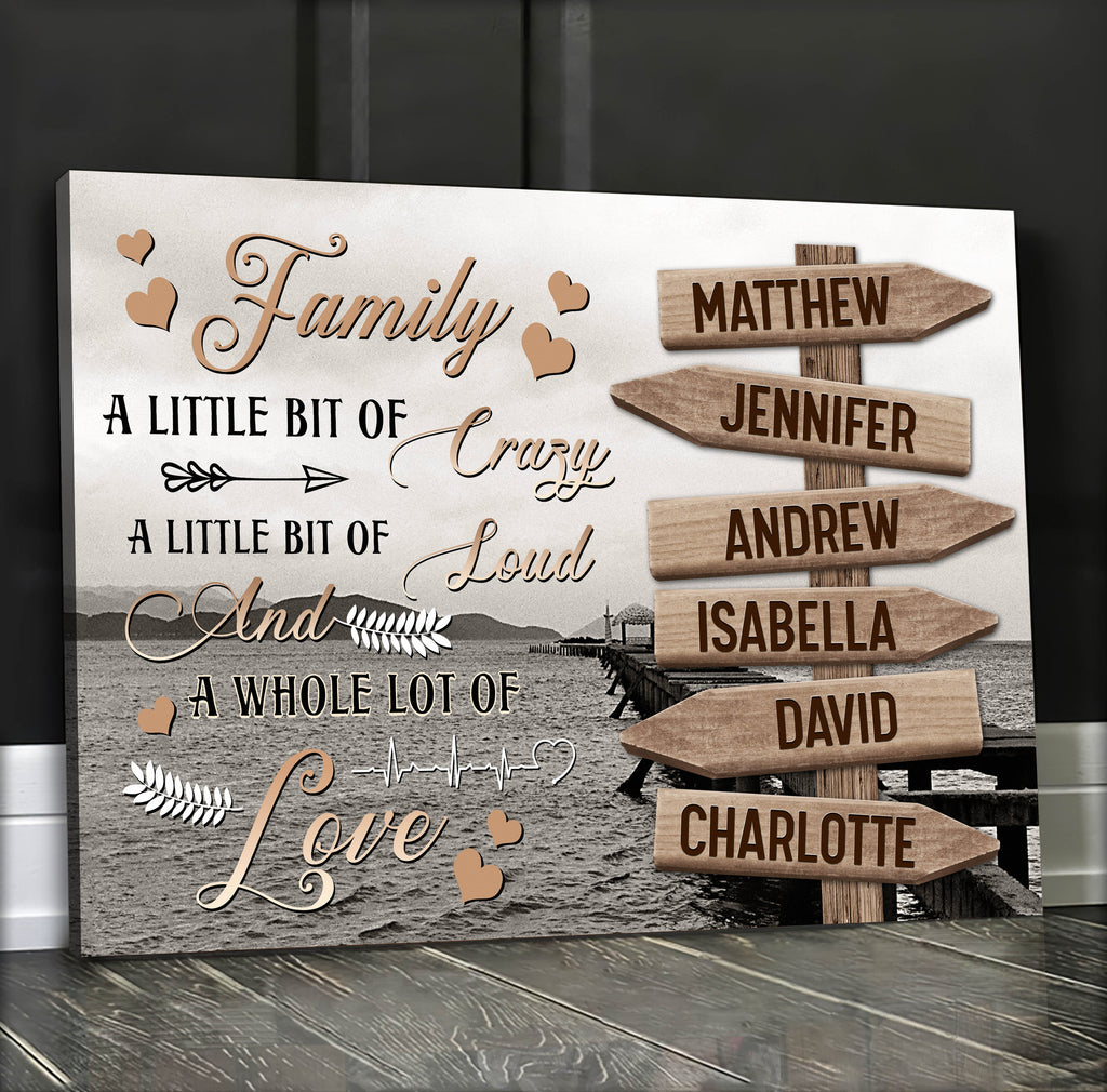 Custom Name Family A Little Bit Of Crazy Canvas Wall Art - Custom Sign Names