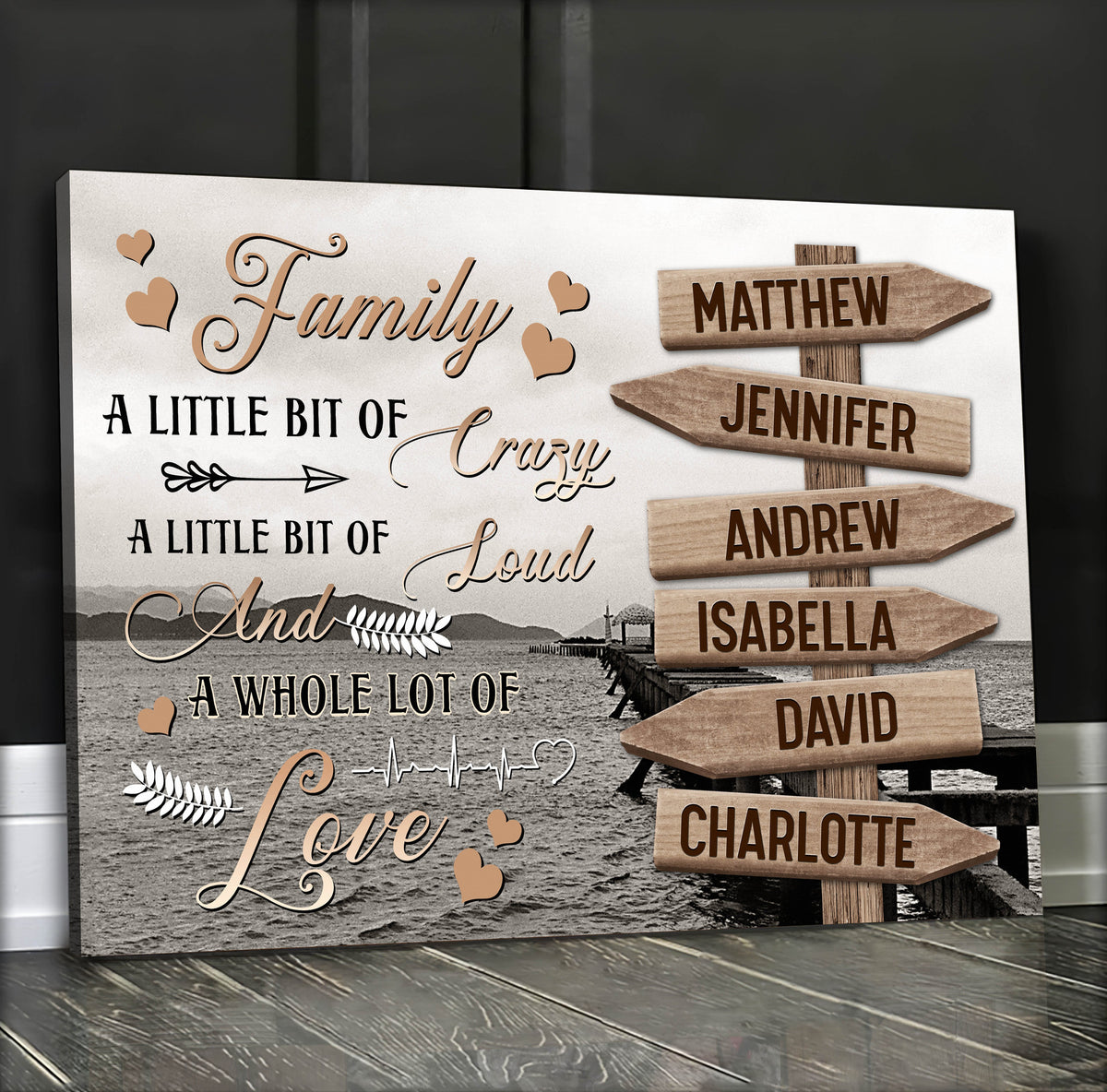 Custom Name Family A Little Bit Of Crazy Canvas Wall Art - Custom Sign Names
