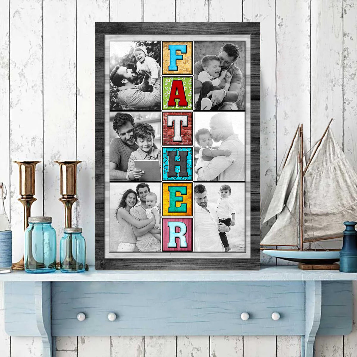 Personalized Photo Father's Day Gift Matte Canvas Wall Art – Gift for Dad