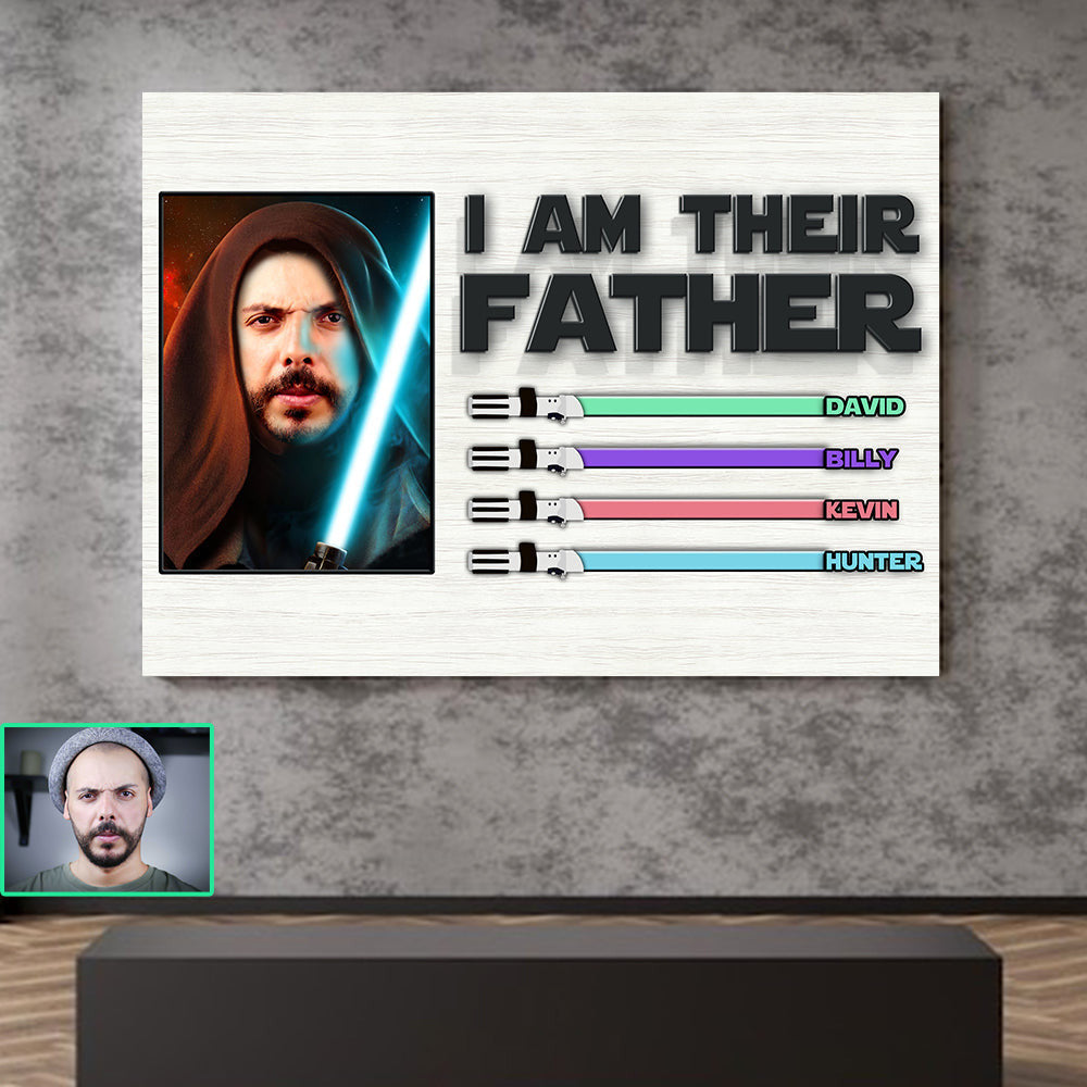 Personalized Photo I Am Their Father Galaxy Canvas Wall Art – Father's Day Gift for Dad
