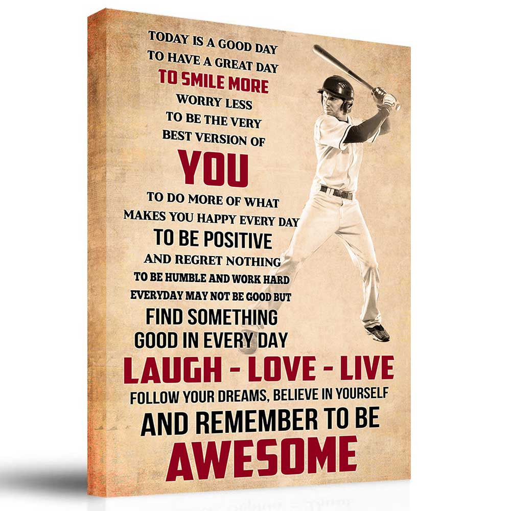 Personalized Photo Remember To Be Awesome Baseball Canvas Wall Art – Sports Wall Decor