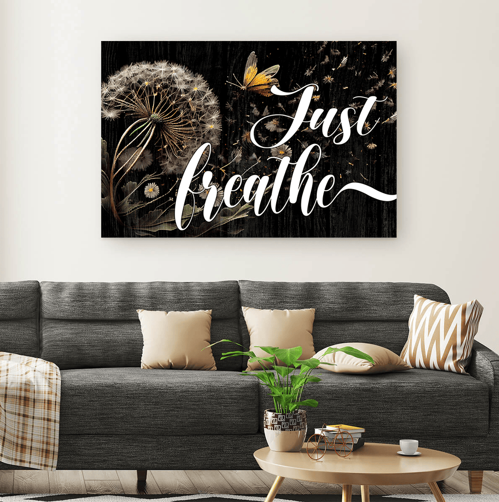 Dandelion Just Breath Canvas Wall Art - Inspiration Canvas