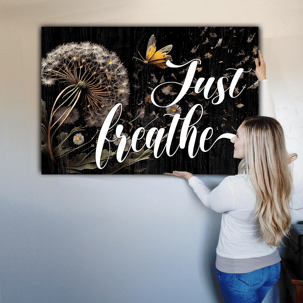Dandelion Just Breath Canvas Wall Art - Inspiration Canvas
