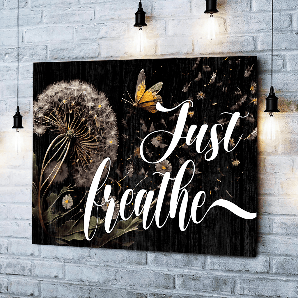 Dandelion Just Breath Canvas Wall Art - Inspiration Canvas