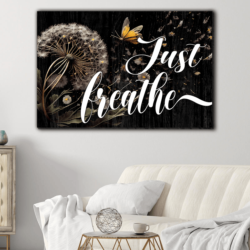 Dandelion Just Breath Canvas Wall Art - Inspiration Canvas