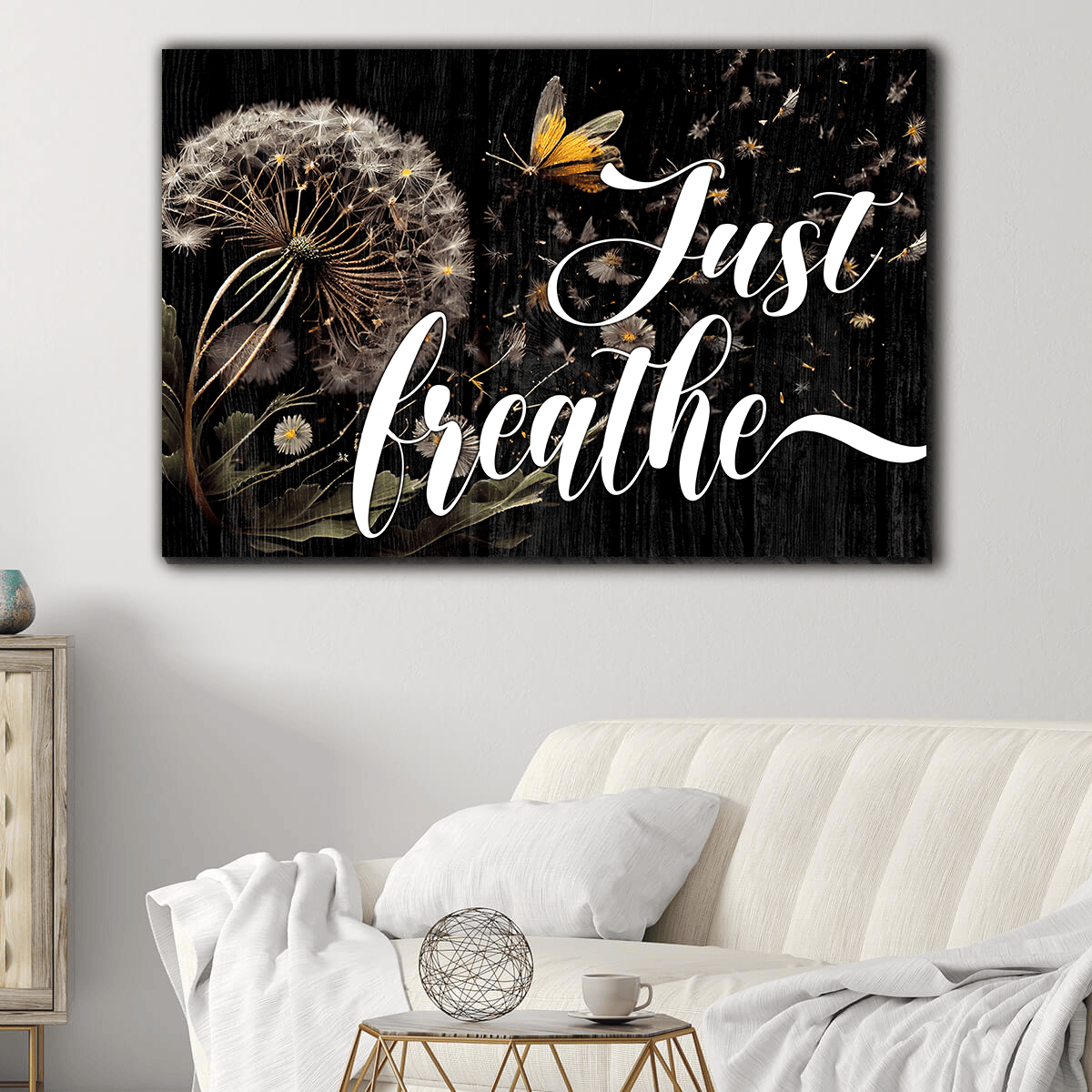 Dandelion Just Breath Canvas Wall Art - Inspiration Canvas