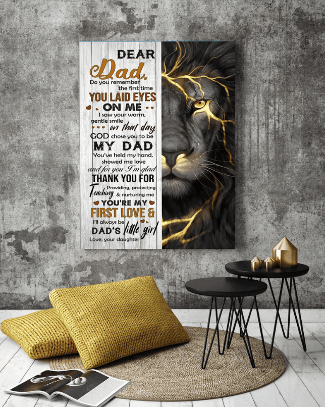 Dear Dad You Laid Eyes Lion Fathers Day Canvas Wall Art