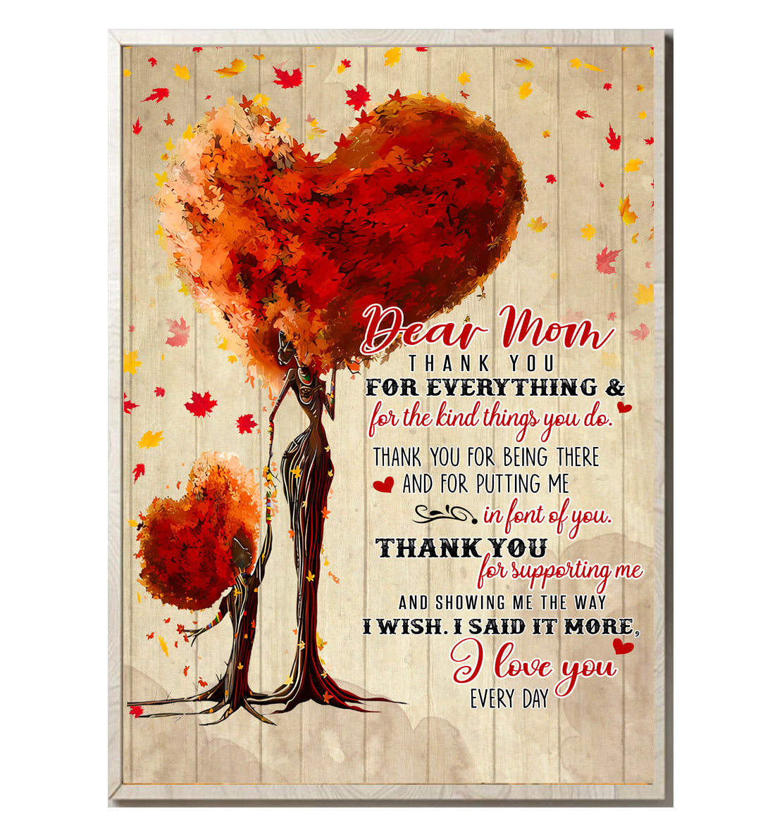 Dear Mom Thank You For Everything Canvas Wall Art – Gift for Mom