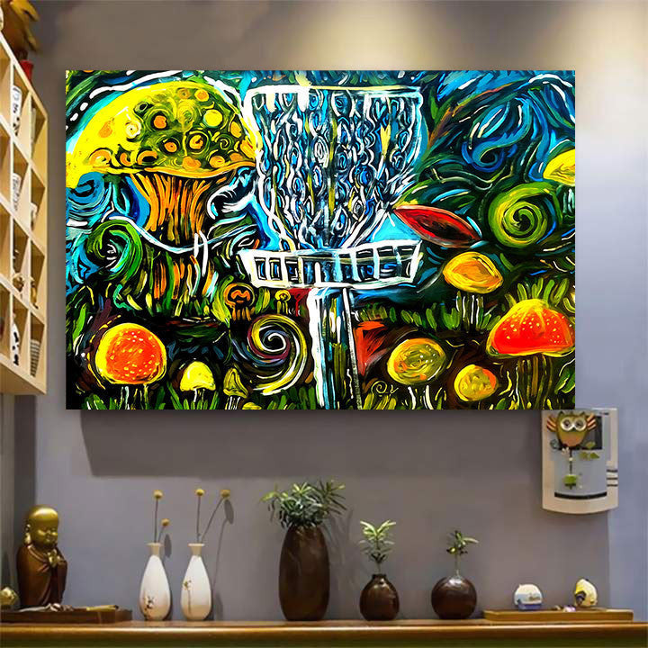 Disc Golf Colorful Drawing Style Canvas Wall Art Prints