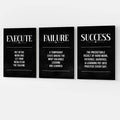 Execute Failure Definition Set of 3 Canvas Wall Art