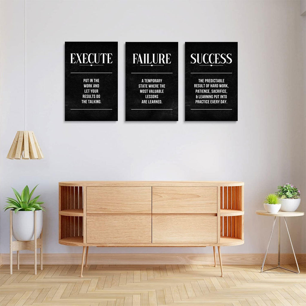 Execute Failure Definition Set of 3 Canvas Wall Art