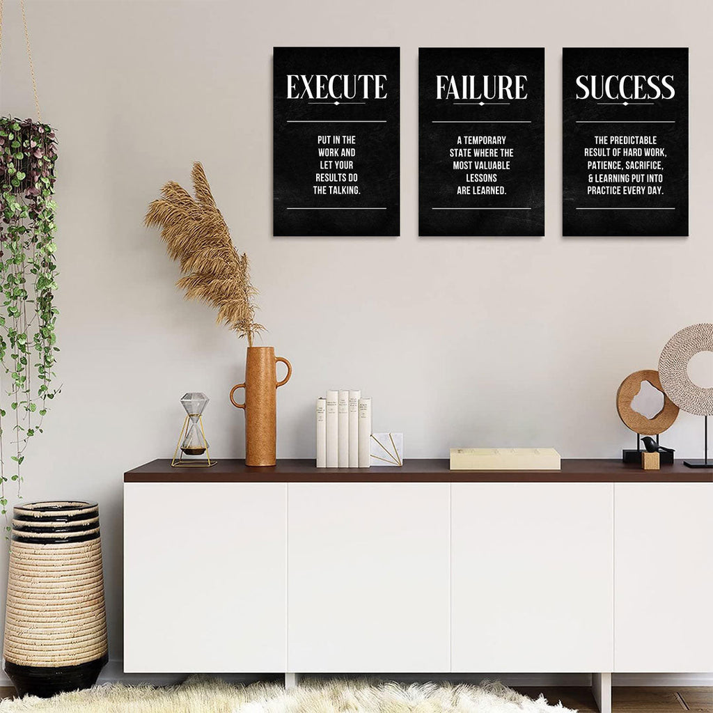 Execute Failure Definition Set of 3 Canvas Wall Art