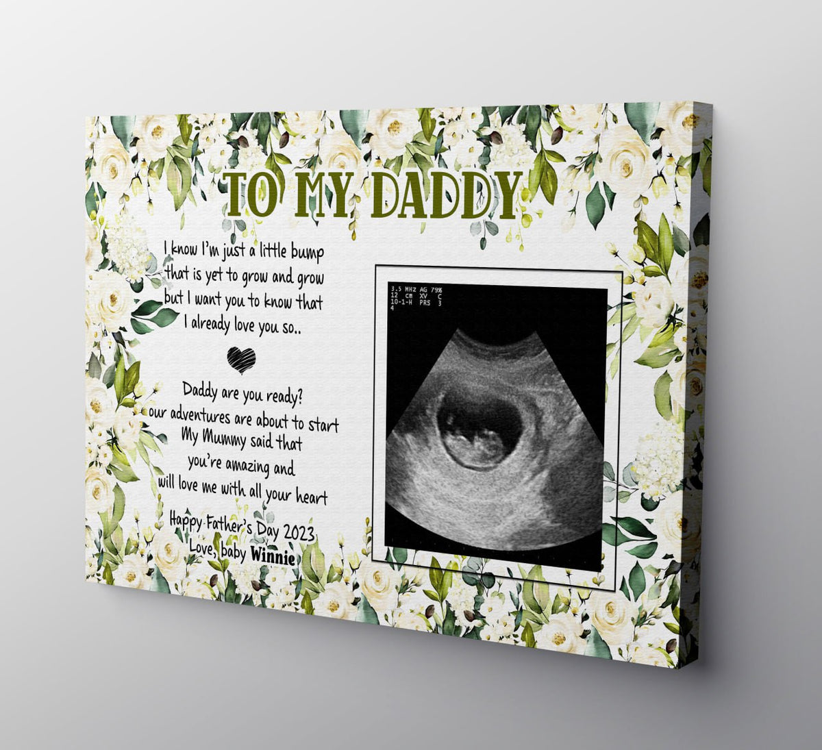 Personalized Photo To My Daddy A Little Bump Canvas Wall Art – Father's Day Gift for Dad