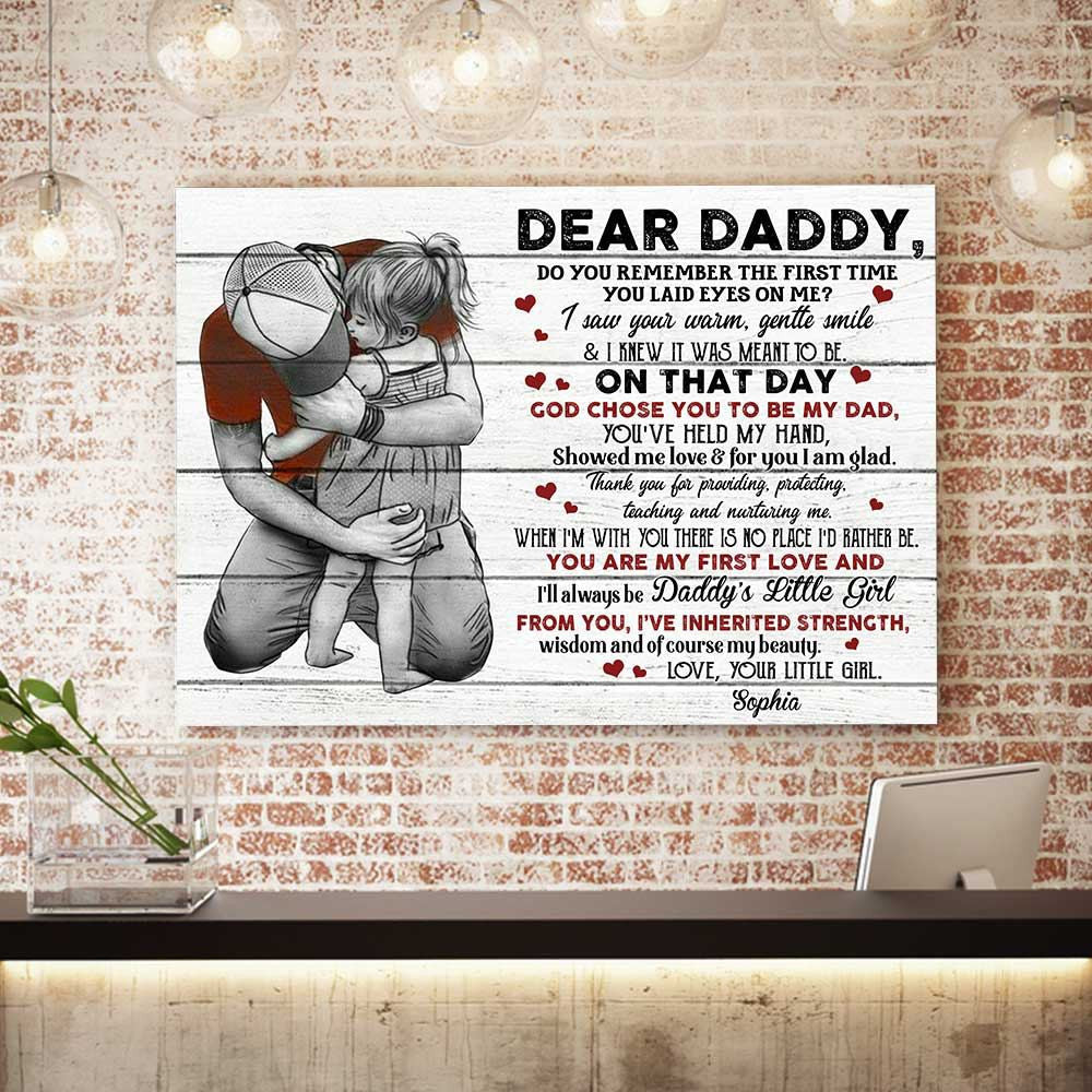 Fathers Day Dear Daddy The First Time Canvas Wall Art