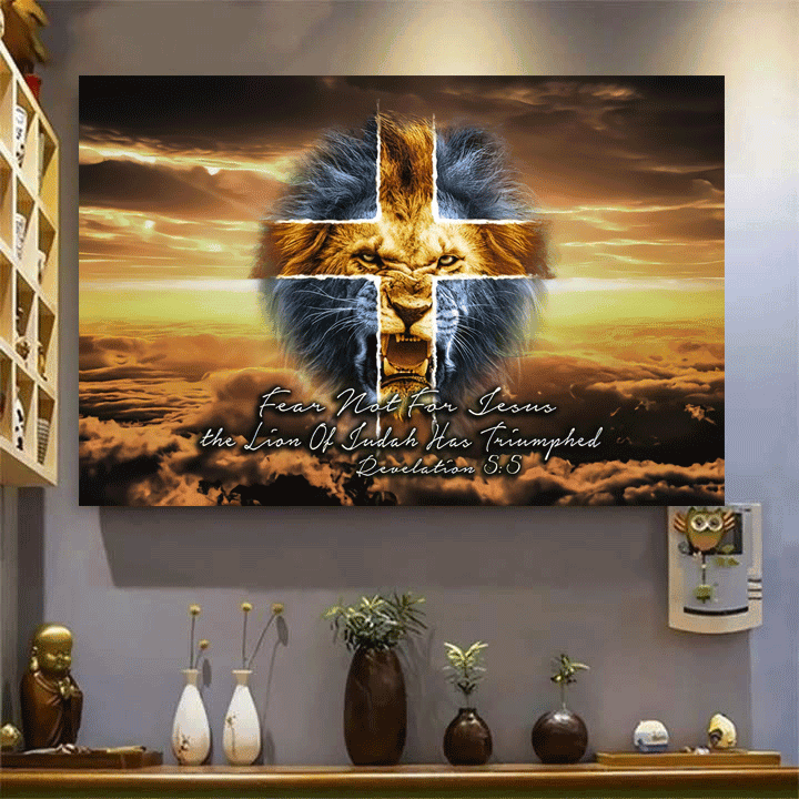 Fear Not For Jesus The Lion Of Judah Canvas Wall Art – Christian Wall Decor
