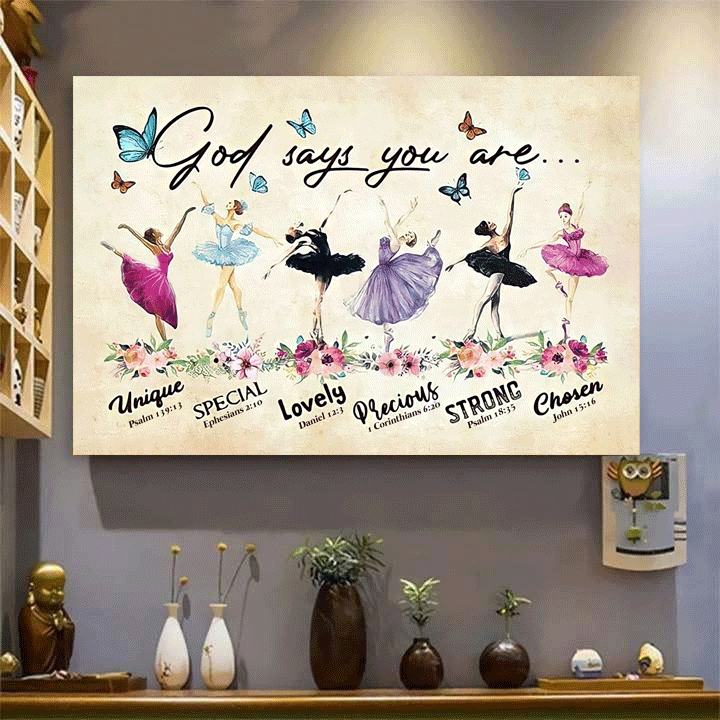 God Says You Are Ballerina Canvas Wall Art – Christian Wall Decor