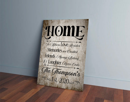 Home Is Where Love Resides Dark Wood Vertical Canvas Wall Art – Family Home Decor