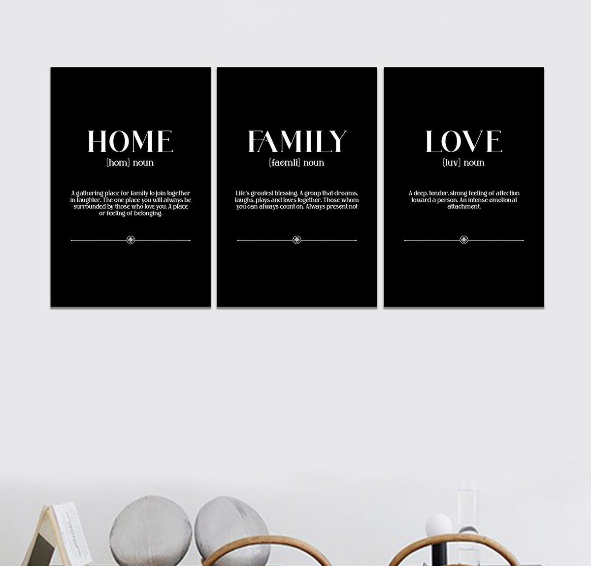 Home Family Love Set of 3 Canvas Wall Art