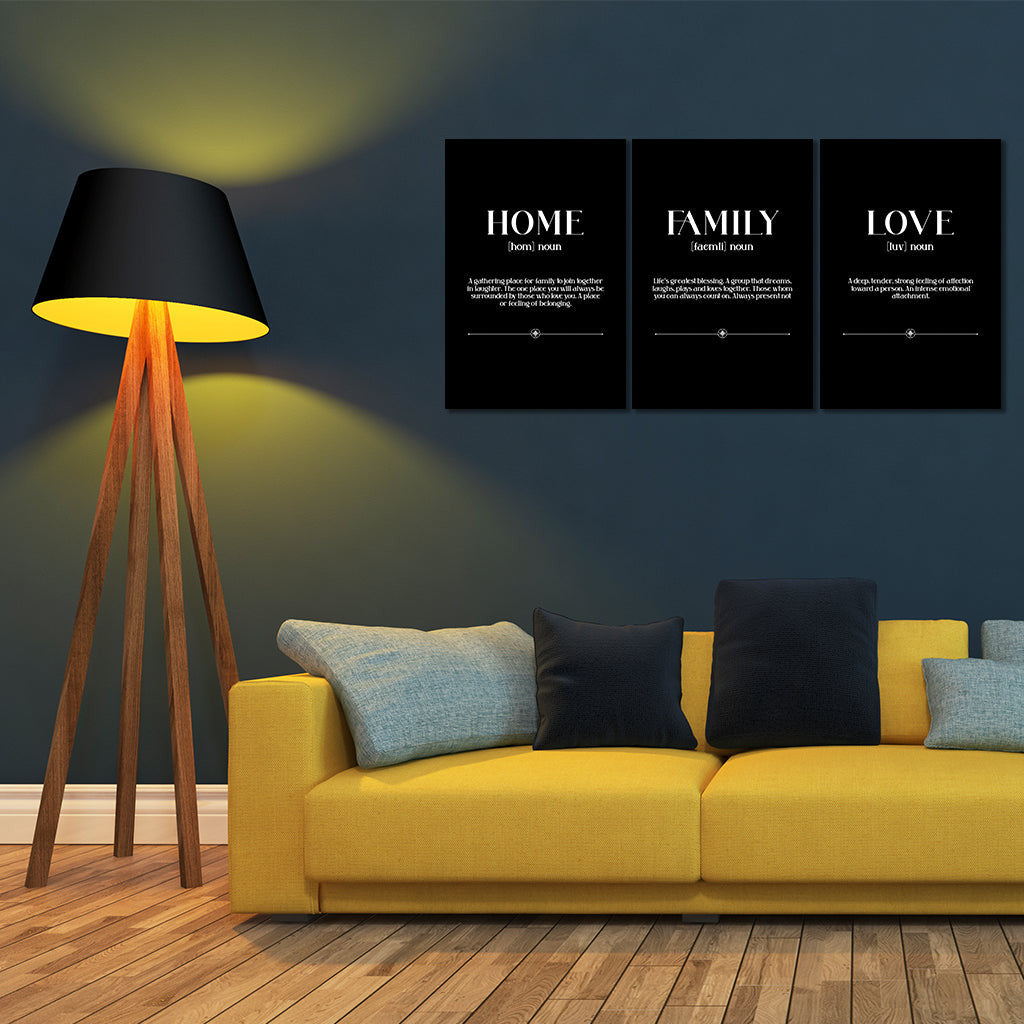 Home Family Love Set of 3 Canvas Wall Art