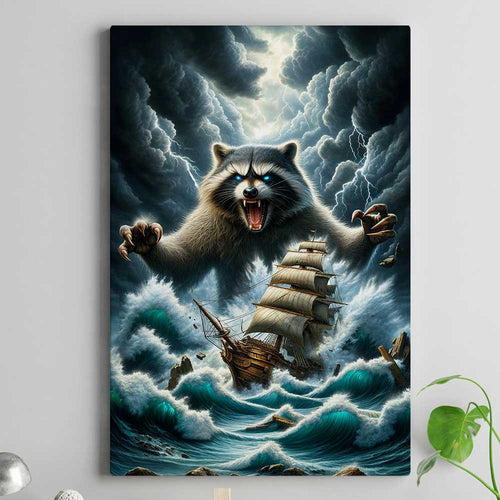 I Sail I Know Thing Raccoon Canvas Wall Art – Funny Animal Wall Art