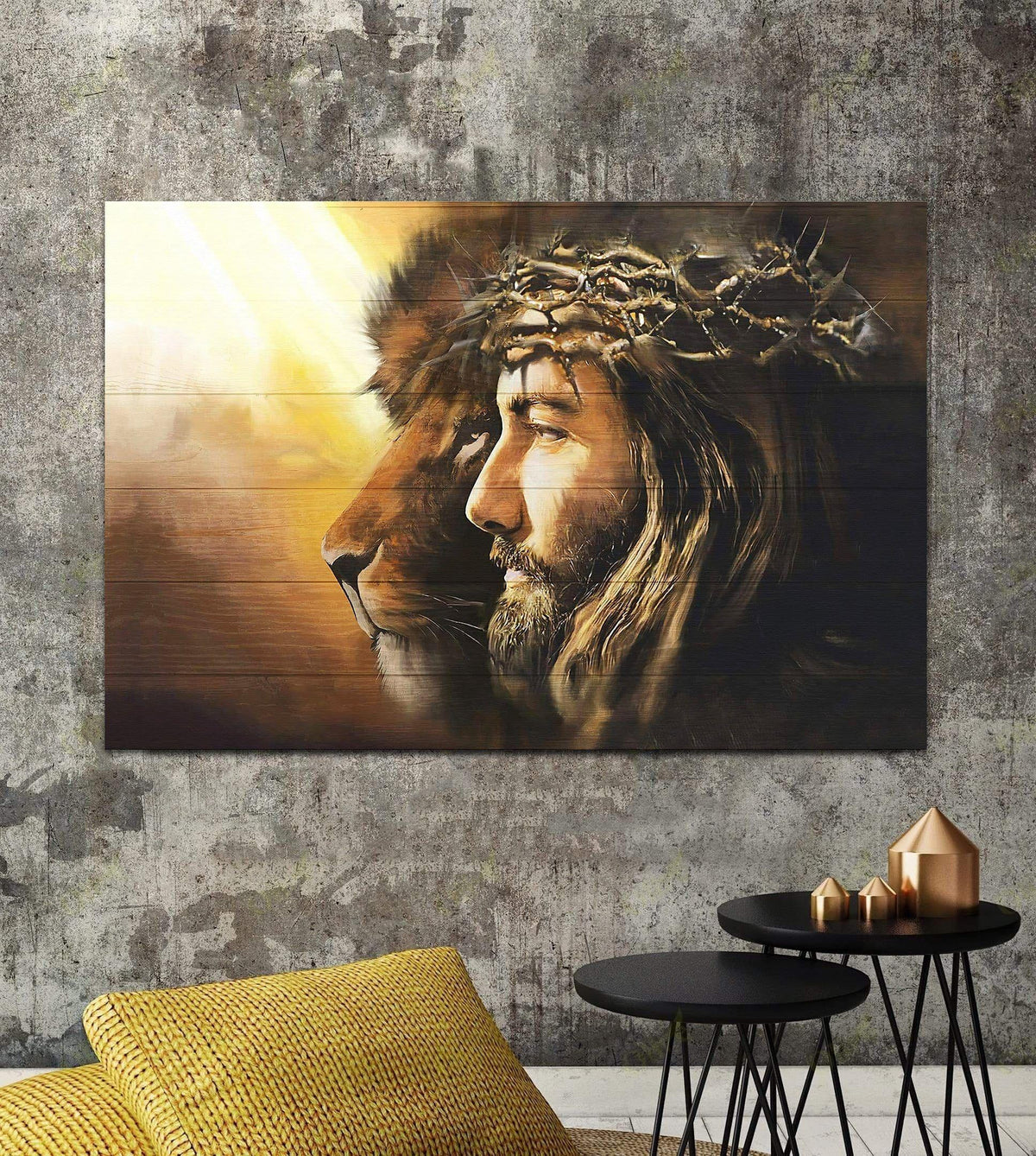 Jesus and Lion Canvas Wall Art – Christian Wall Decor