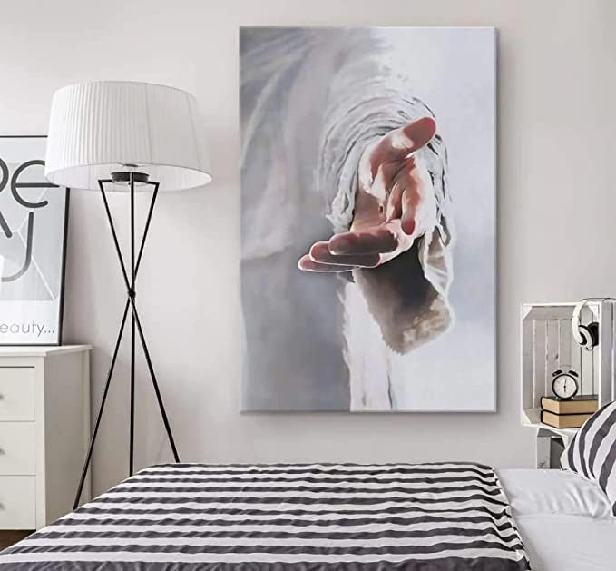 Jesus Hands Reaching Out Canvas Wall Art – Christian Wall Decor